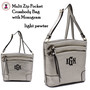 Multi Zip Compartment Crossbody w Monogram-Light Pewter-Free Ship.Gift for Her.College Crossbody.Personalized Handbag.Teenage Crossbody.Vegan Bag. Ladies' Bag.Shoulder Handbag