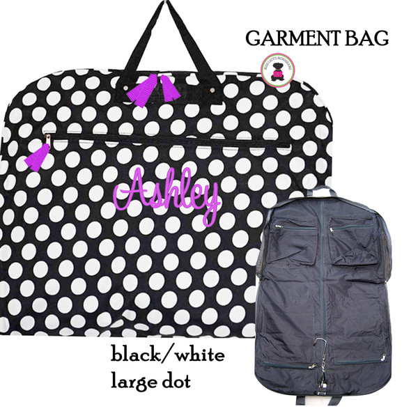 FOR HER Monogrammed Canvas Garment Bag - Black and White Houndstooth- FREE  SHIP/Garment Bag / Monogrammed Garment
