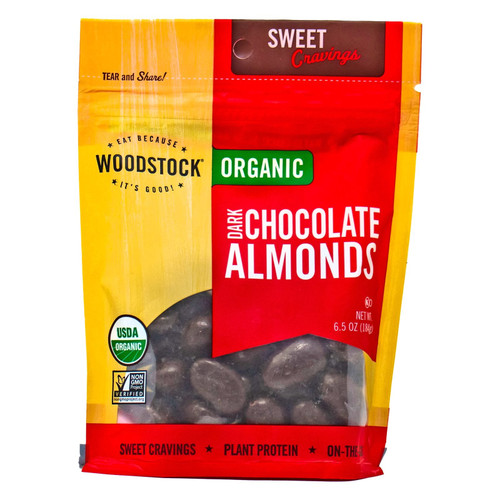 Woodstock Organic Dark Chocolate Almonds (184g/0.4lbs)