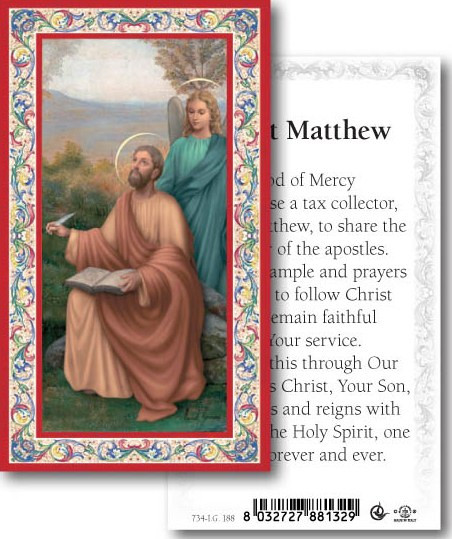 Laminated Holy Card: 700 SERIES:St Matthew - Ark Religious Supplies