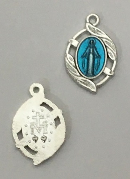 Silver/Blue Enamel Medal & Chain:  Miraculous 14mm(JEMIR07)