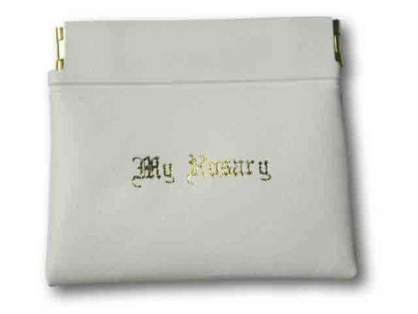 Vinyl Push Pocket Rosary Purse: White (RP004W) Vinyl Push Pocket Rosary Purse: White (RP004W)