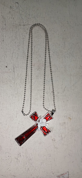 Necklace: Cross Dove Stained Glass (KR051N)