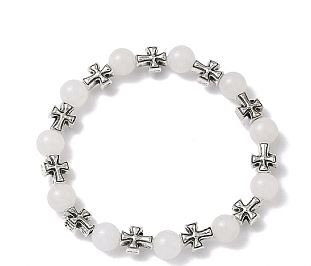 White Jade Bracelet : Cross (BR2343W)