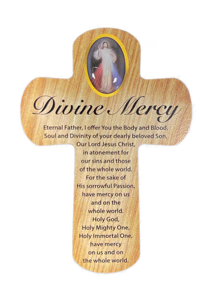 MDF Palm Cross 8.3cm: Divine Mercy(CR35058)