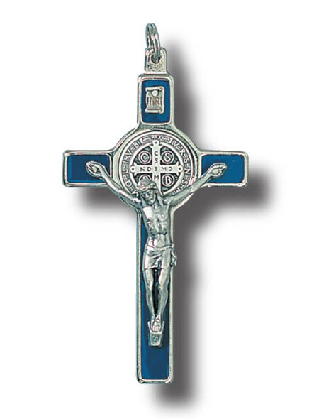 St Benedict Crucifix: 8cm Blue (CR8SBB)