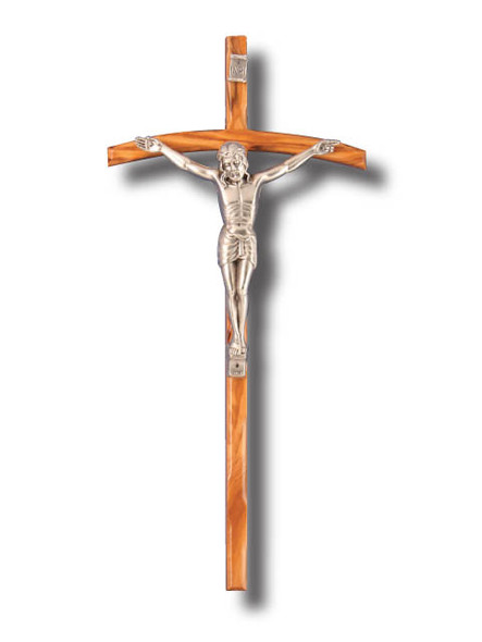 Wall Crucifix, Olive Curved Wood-25cm (CROLC25)