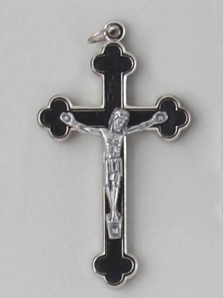 Crucifix Pendant: Enamel Inlay 6cm Black (CR8657K)