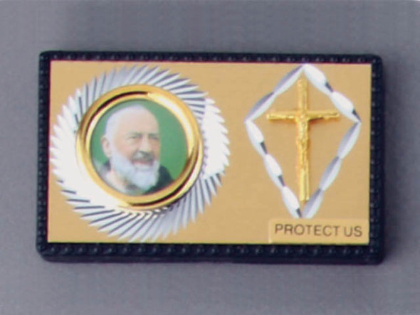 Car Plaque Double Padre Pio/Crucifix