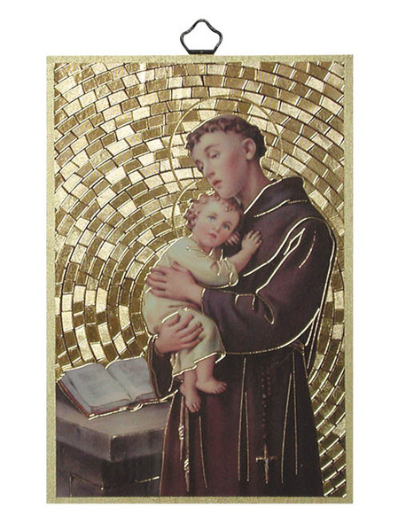 Gold Foil Wood Plaque: St Anthony (PL1711)