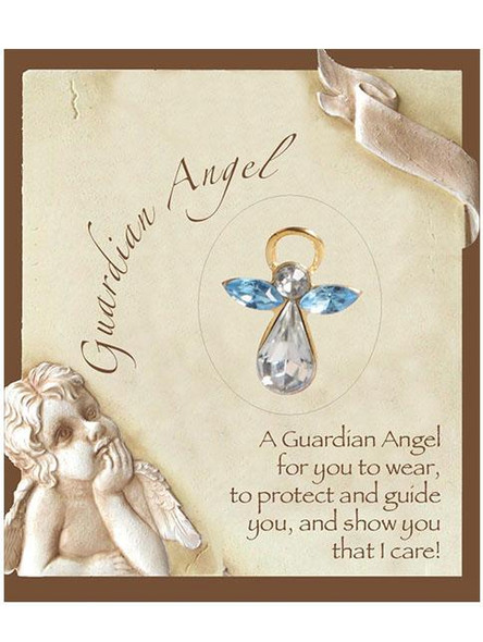 Birthstone Crystal Angel Pin: March