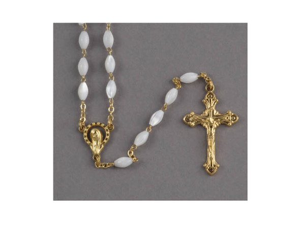 Rosary: Genuine Mother of Pearl Gold Links (RX200G) Rosary: Genuine Mother of Pearl Gold Links (RX200G)