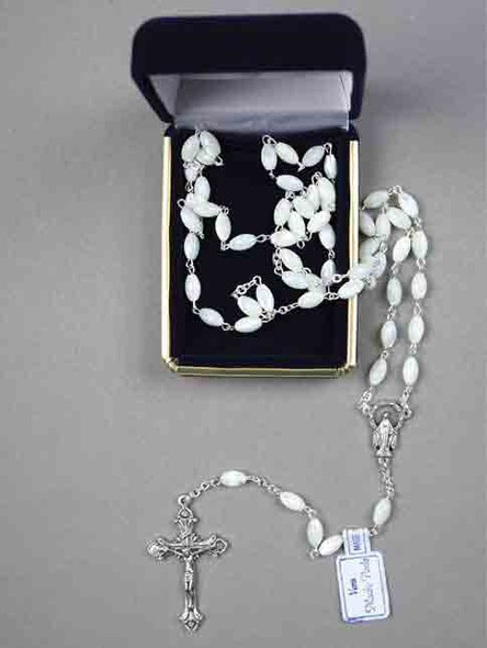 Rosary: Genuine Mother of Pearl Silver Links (RX200) Rosary: Genuine Mother of Pearl Silver Links (RX200)