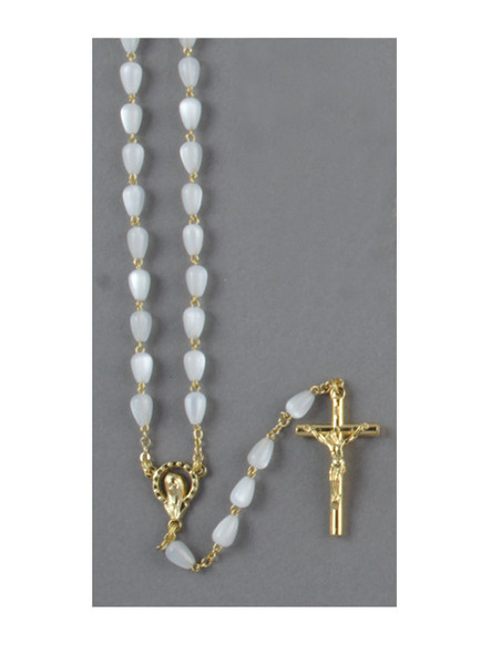 Rosary: Mother of Pearl Tear Shape White Bead (RX352W) Rosary: Mother of Pearl Tear Shape White Bead (RX352W)