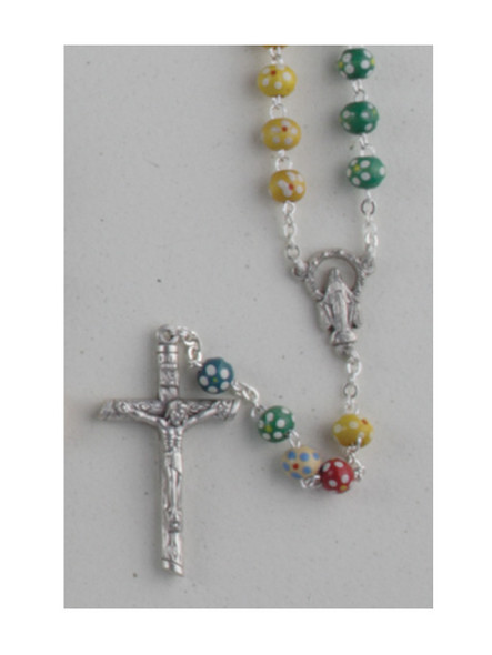 Wood Rosary: Multi Coloured 6mm beads (RX102M)