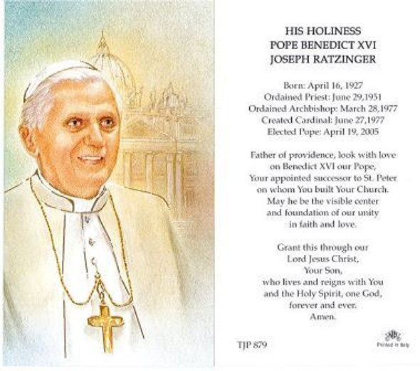 Paper Holy Card: Pope Benedict XVI (TJP879) Paper Holy Card: Pope Benedict XVI (TJP879)
