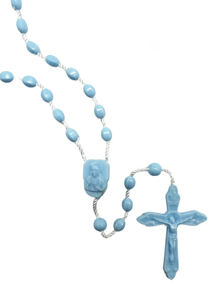 Plastic Cord Rosary: Blue (RO9827B)