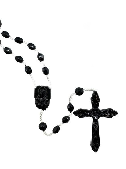 Plastic Cord Rosary: Black (RO9827K)