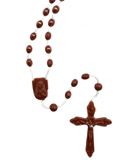 Plastic Cord Rosary: Brown (RO9827N)