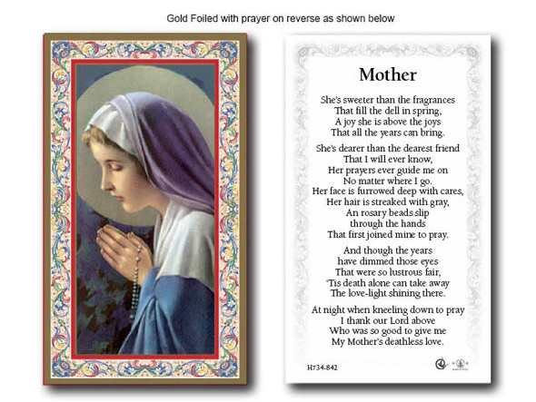 Holy Cards (pkt100): Prayer for Mother (HC734842)