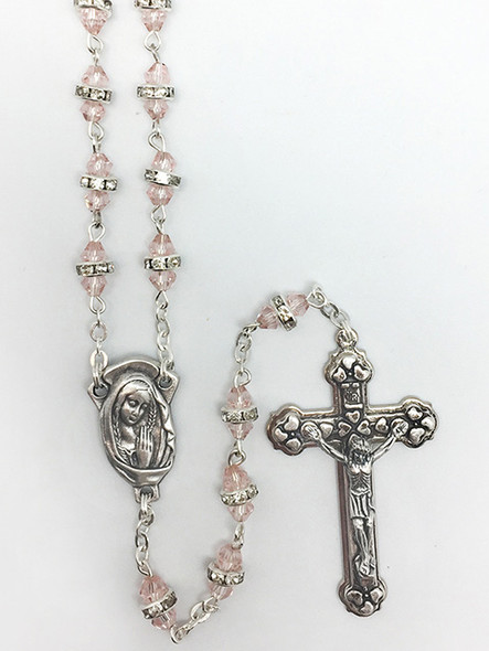 Glass Rosary: Double bead in Pink(RX5518PK)
