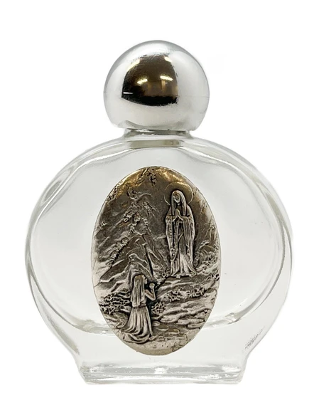 Glass Holy Water Bottle 12mL: Our Lady Lourdes (GE808)