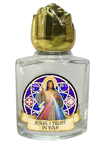 Glass Holy Water Bottle 6mL: Divine Mercy (GE1058)