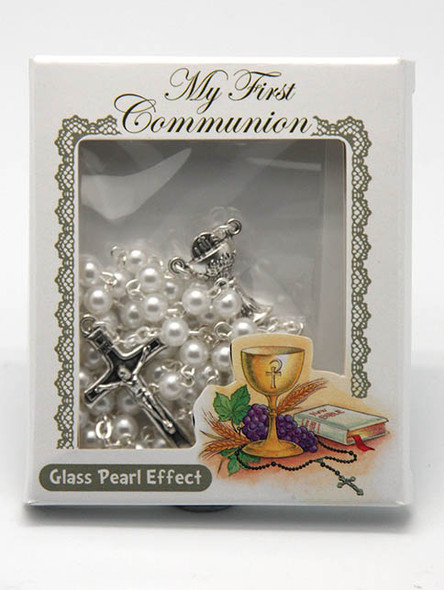 Communion Rosary: Pearl Finish White (RXC078W)