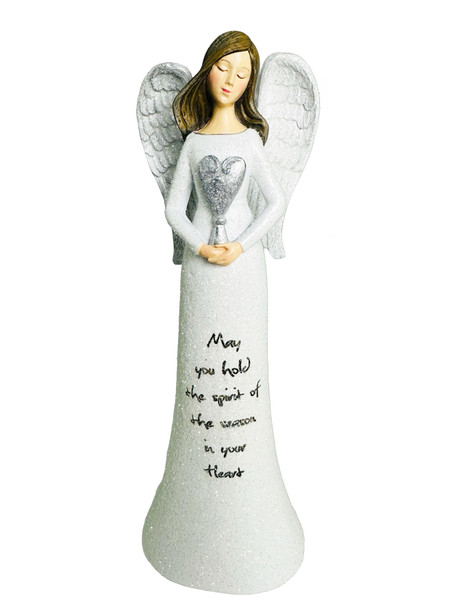 Christmas Angel with Heart Resin Statue (NST10413)
