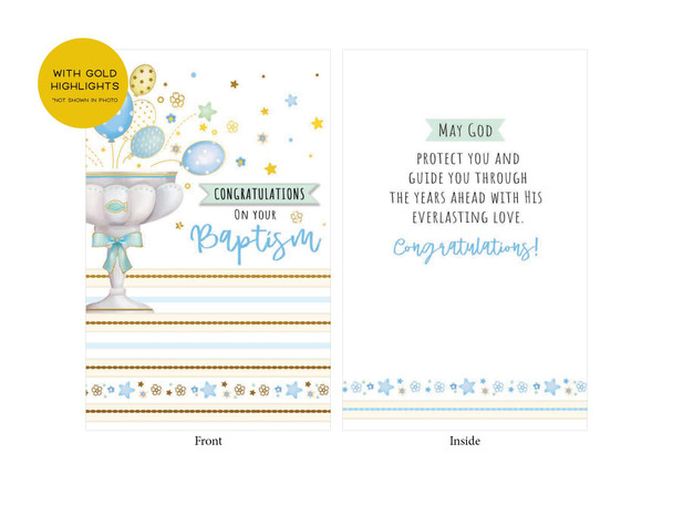 Card (each): Baptism Congratulations Blue(CD13248e)