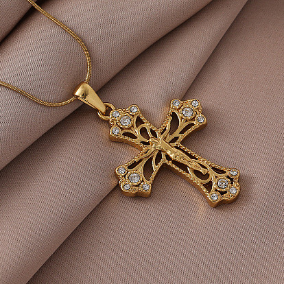Gold Hollow Cross Necklace (JE8660G)