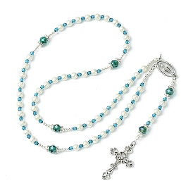 Rosary Necklace : Glass Pearl Green (NE8202G)