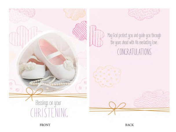 Card (each): Christening Pink Booties(CD13227e)