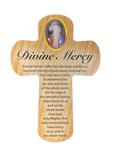 MDF Palm Cross 8.3cm: Divine Mercy(CR35058)