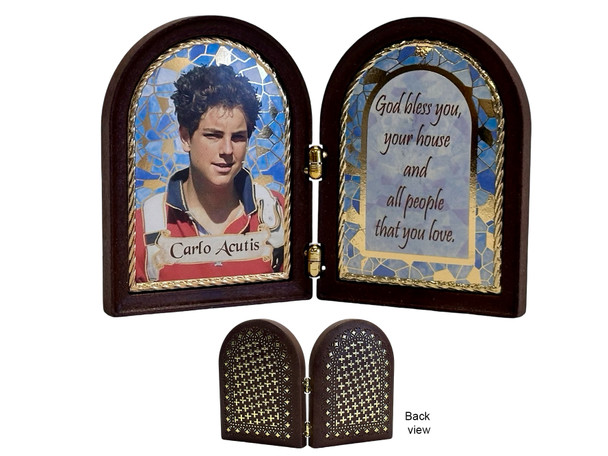Plastic Bi-fold Plaque: St Carlo Acutis (PL1110CA)