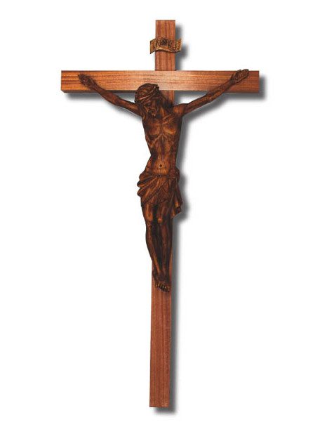 Large Wall Crucifix: Wood Look Corpus 90cm (CRMR90)