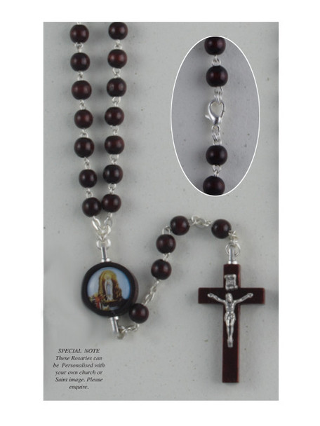 Wood Rosary: Round Bead Lourdes (RX61808)