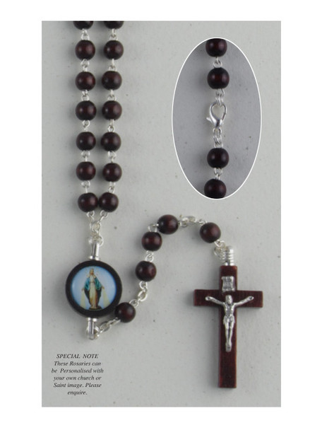 Wood Rosary: Round Bead Miraculous (RX61807)
