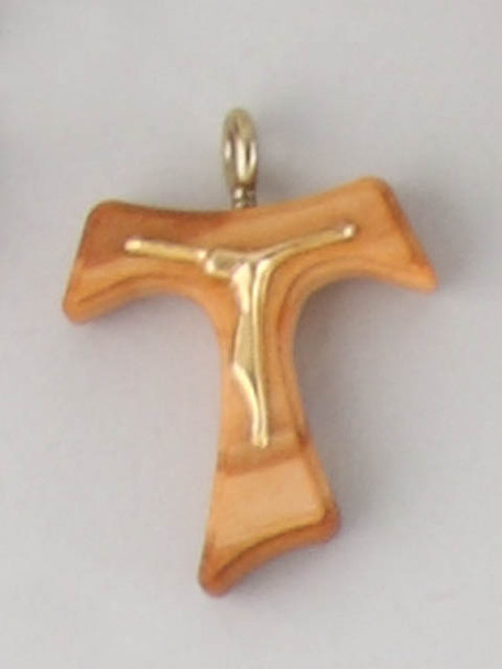 Tau Crucifix (Small): Olive Wood 25mm No Cord (CRT1)