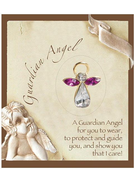 Birthstone Crystal Angel Pin: February