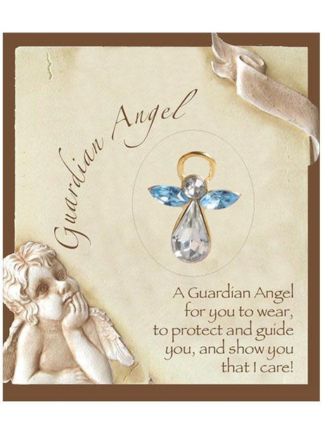 Birthstone Crystal Angel Pin: March