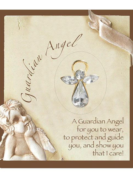 Birthstone Crystal Angel Pin: April