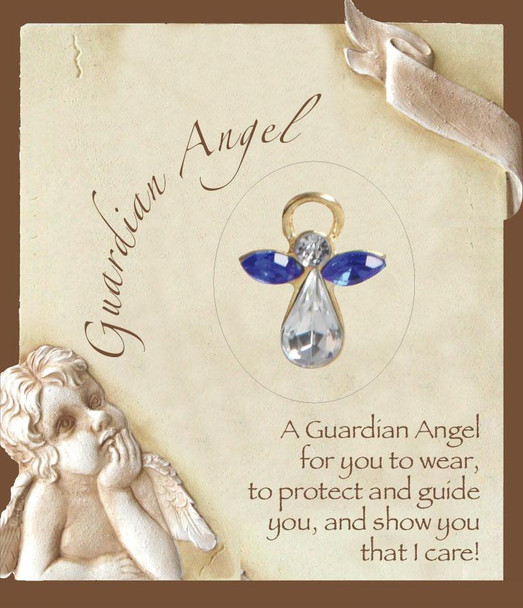 Birthstone Crystal Angel Pin: September