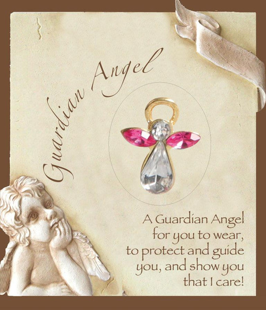 Birthstone Crystal Angel Pin: October