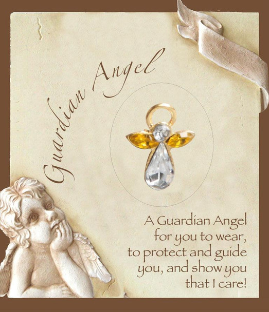 Birthstone Crystal Angel Pin: November