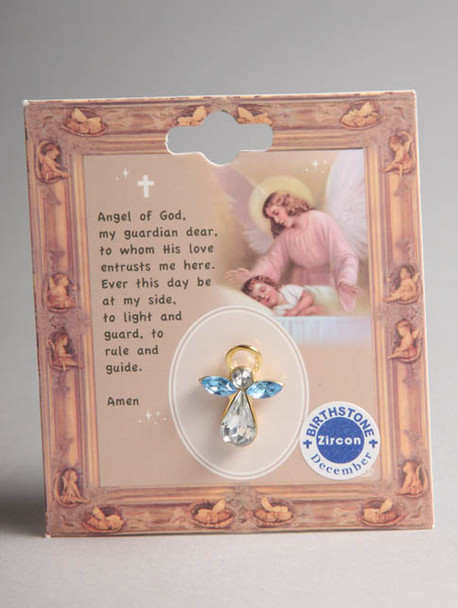 Birthstone Crystal  Angel Pin: December