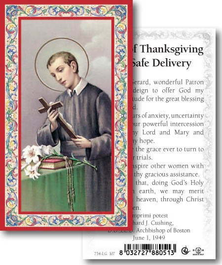 Holy Cards: 700 SERIES: St Gerard Thanks Safe Delivery pk100