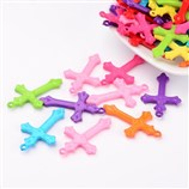 Cross Pendant: Plastic 36mm (Mix Pack 10) (CRP101)