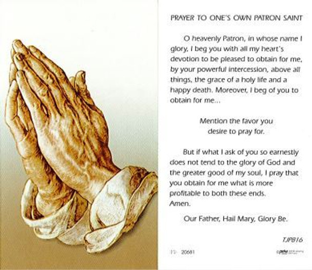 TJP Holy Card: Prayer to One's Own Patron Saint (TJP816)