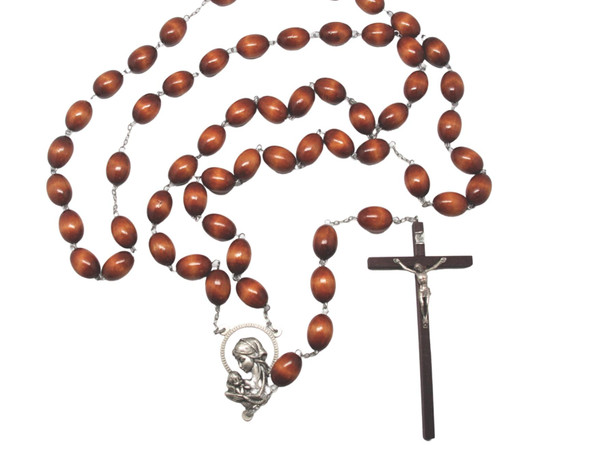 Wall Rosary: Wood Oval Beads (WROV21)